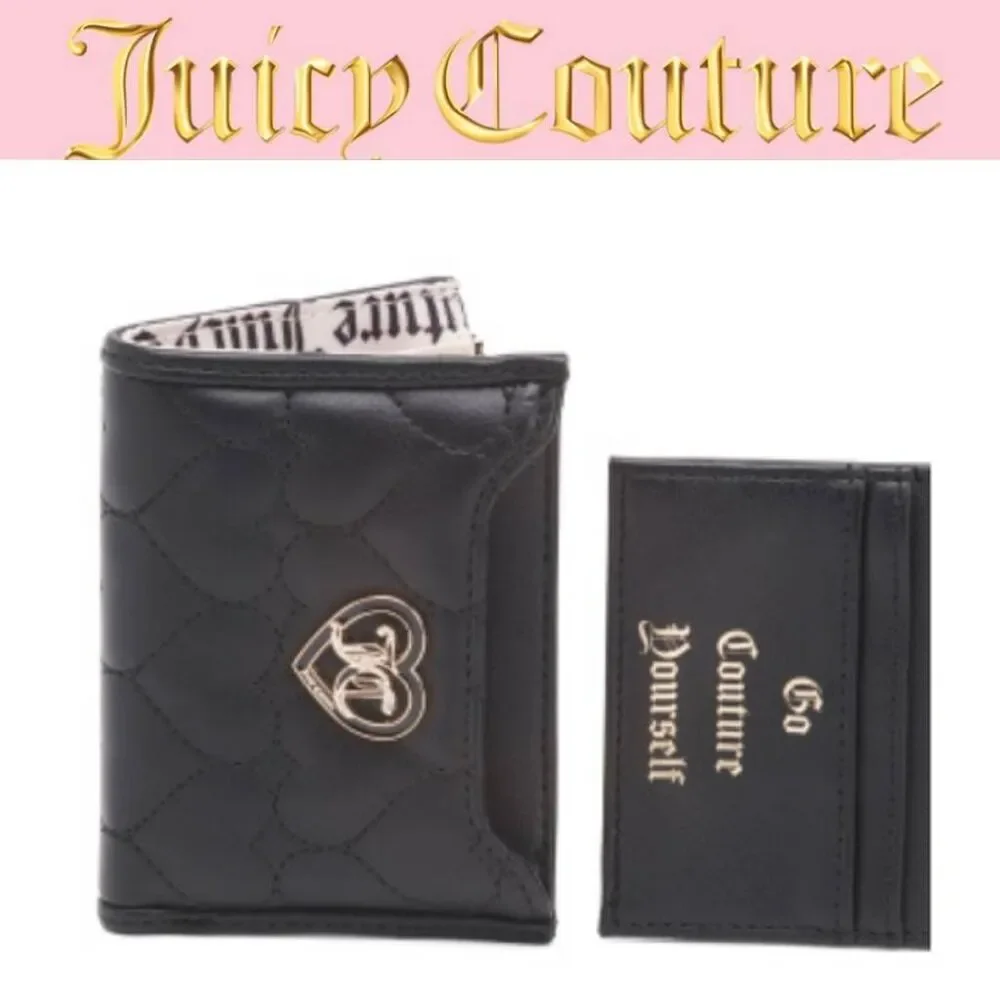 Juicy Couture JC Rhinestone Heart Logo‎ Quilted Wallet